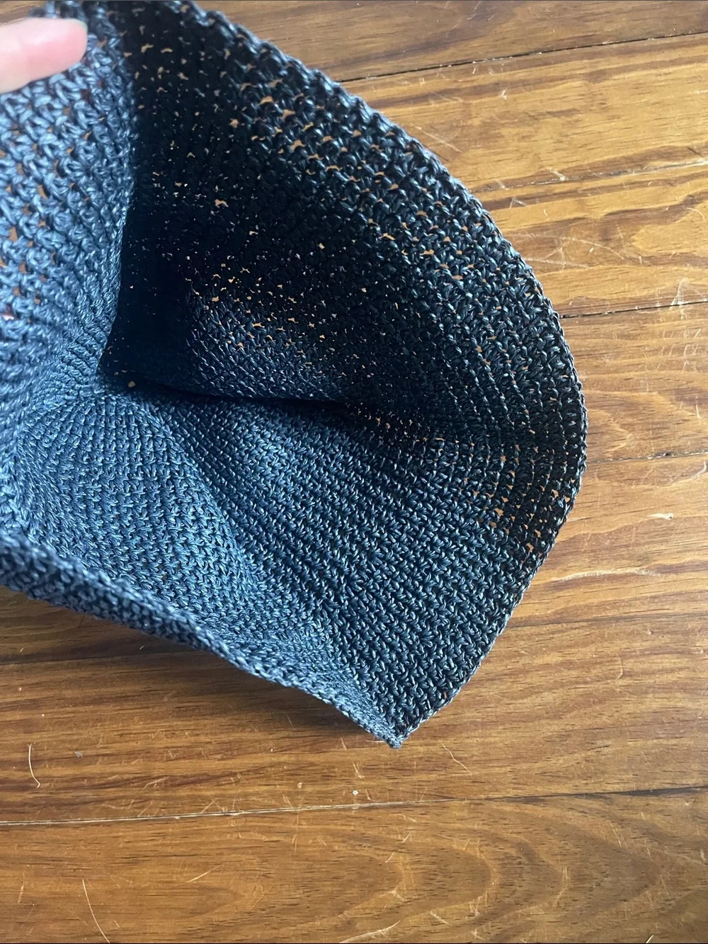 Handwoven Navy Blue Bucket Hat - Picture 3 of 4